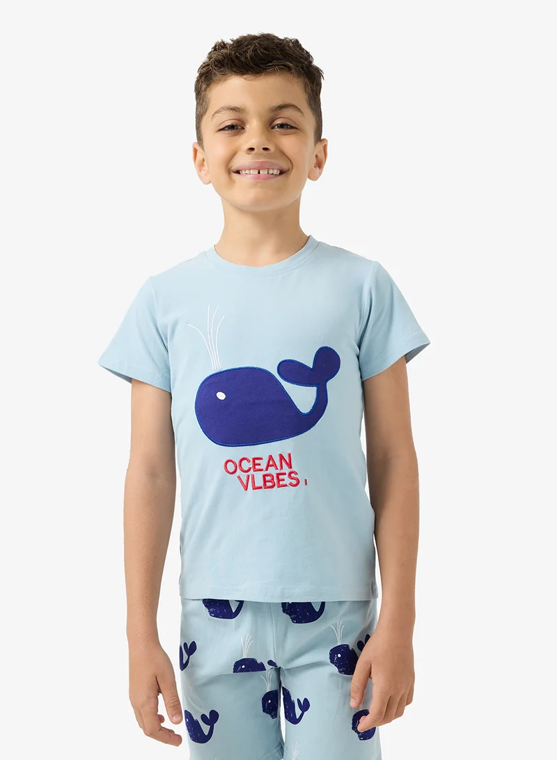 Pinata  Ocean Vibe Print Tshirt-Short Set for Men | Best Price UAE